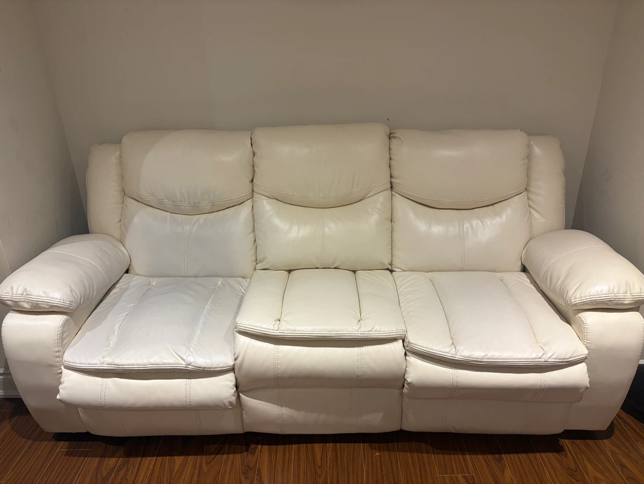 5 seater Cream Recliner Sofa with Cup Holders - photo 2