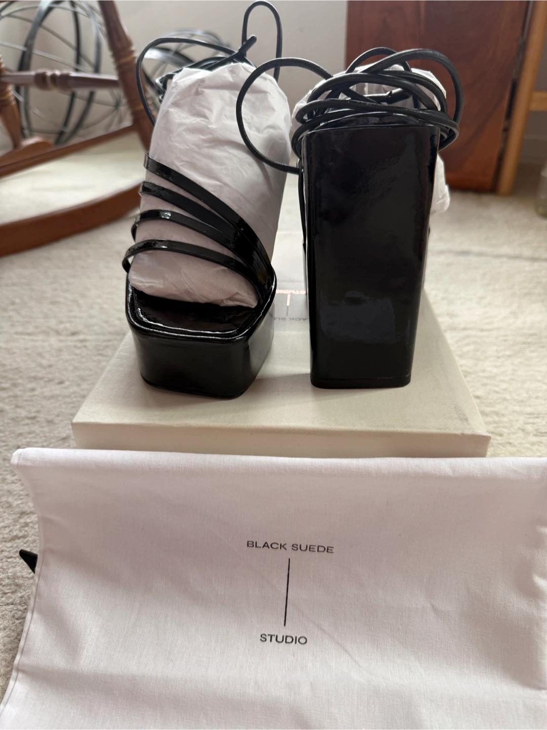 Black Suede Studio Sasha Heels Size 38 - photo 2