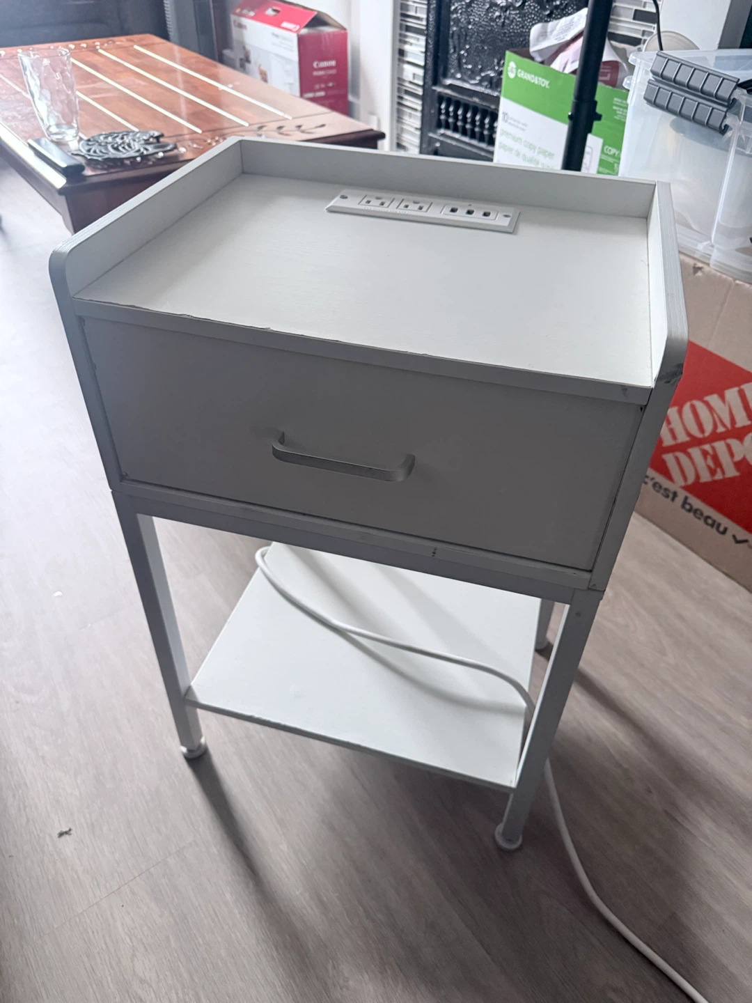 White Night Stand with Charging Station - photo 3