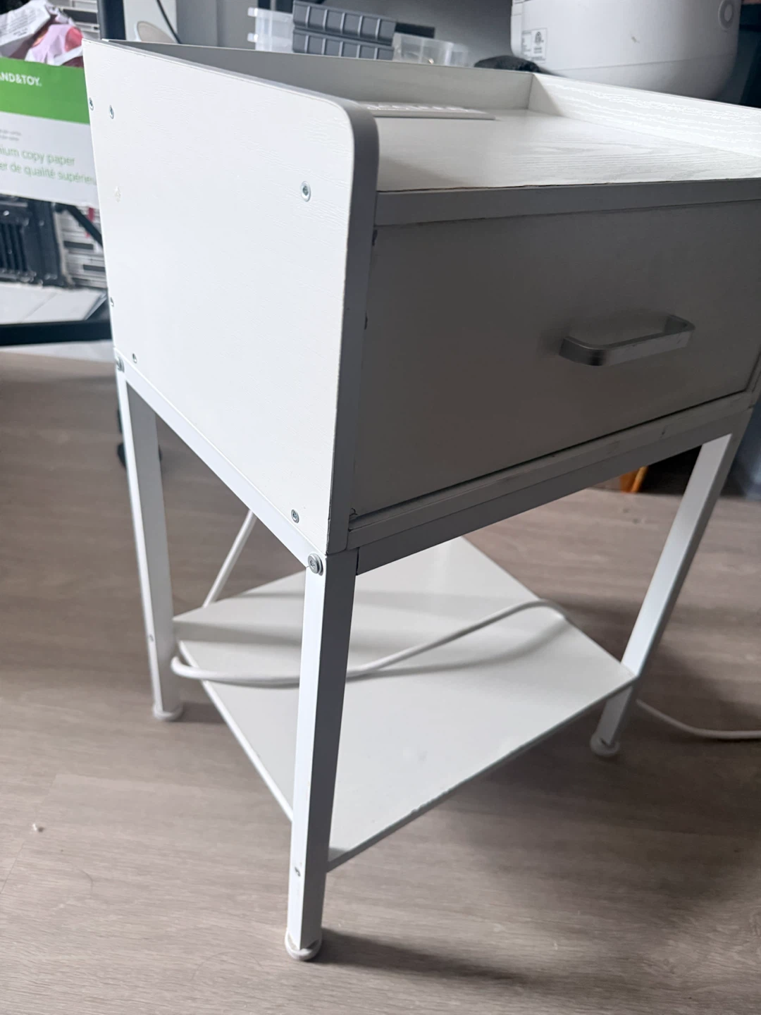 White Night Stand with Charging Station - photo 4
