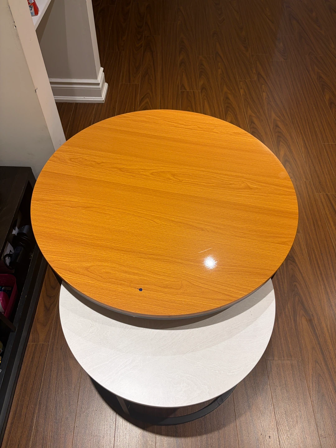 Round Nesting Coffee Tables (Wood Top, White Bottom) - photo 2