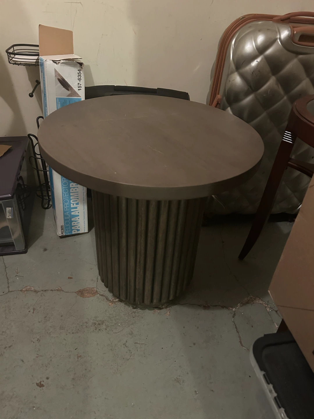 Round Wood Fluted Side Table