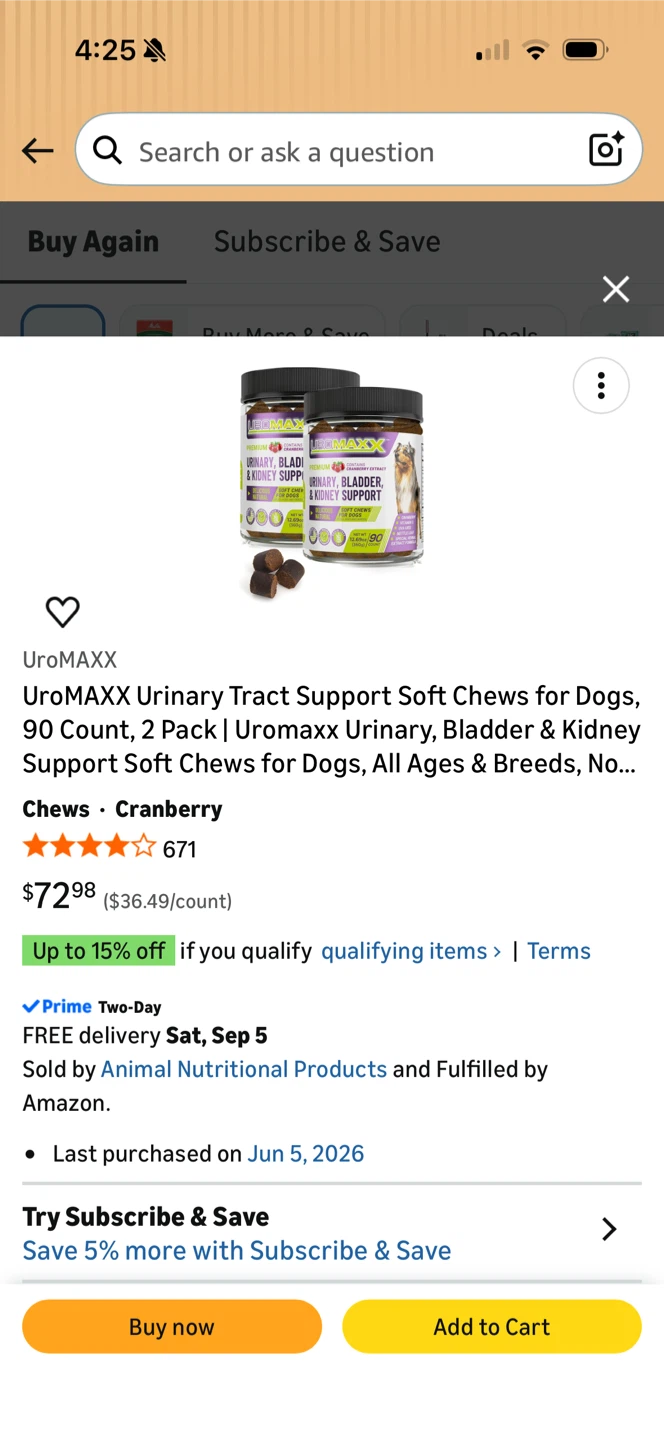 UroMAXX Urinary Tract Support Soft Chews for Dogs, 2 Pack
