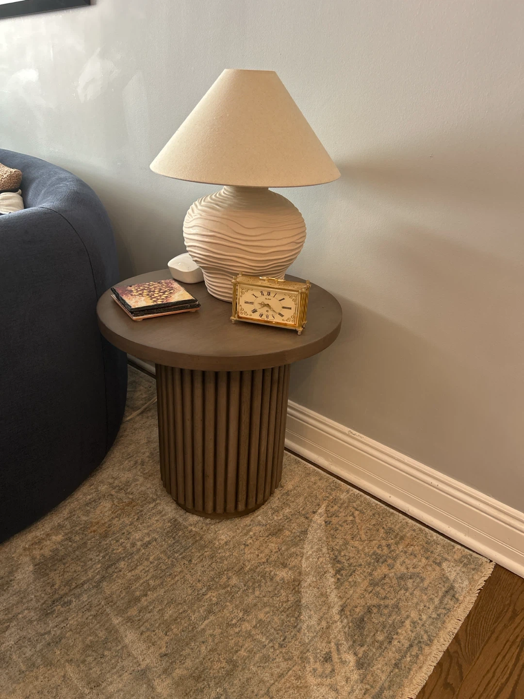 Round Wood Fluted Side Table - photo 3
