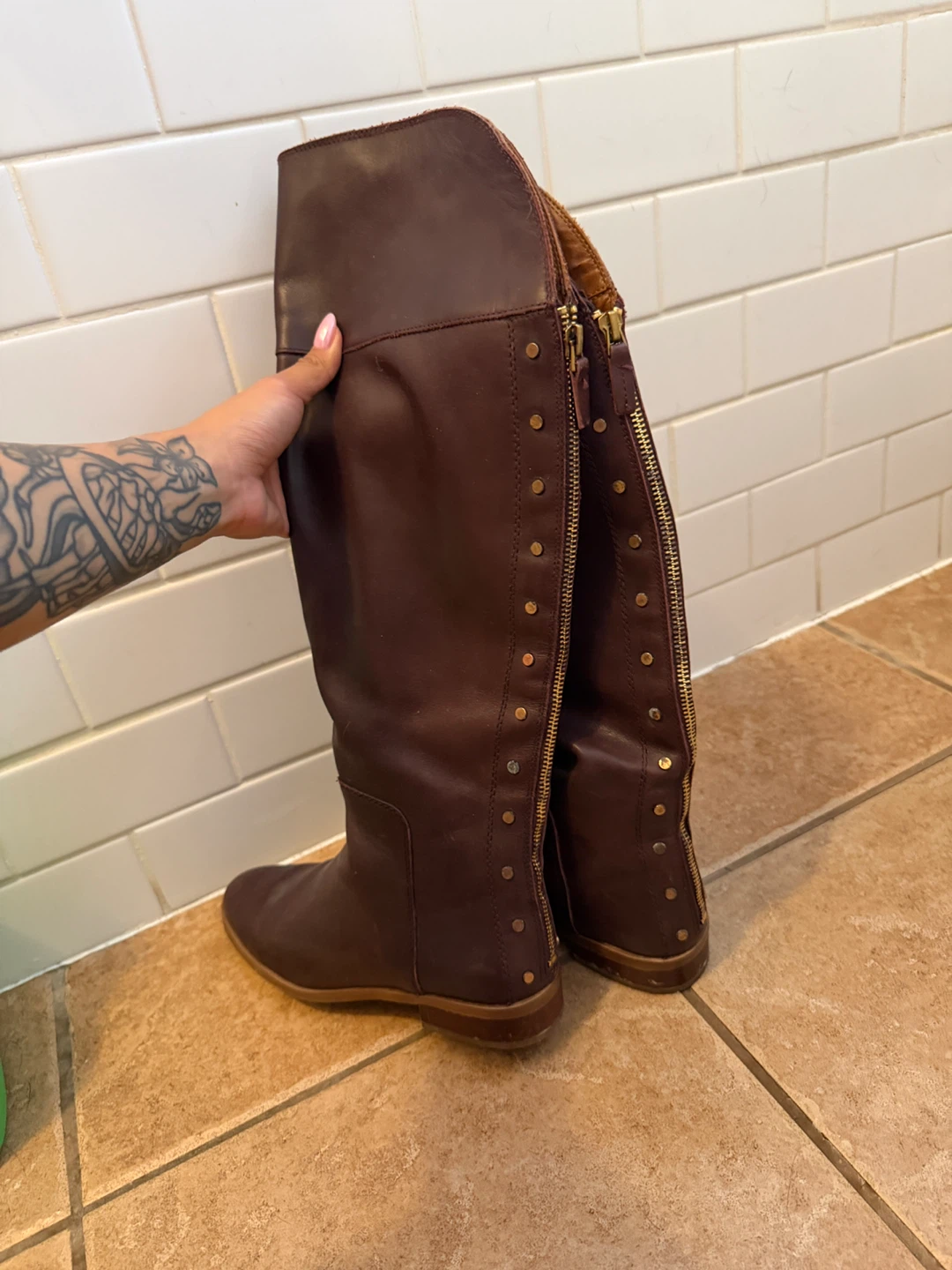 Franco Sarto dark brown leather riding boots - photo 3