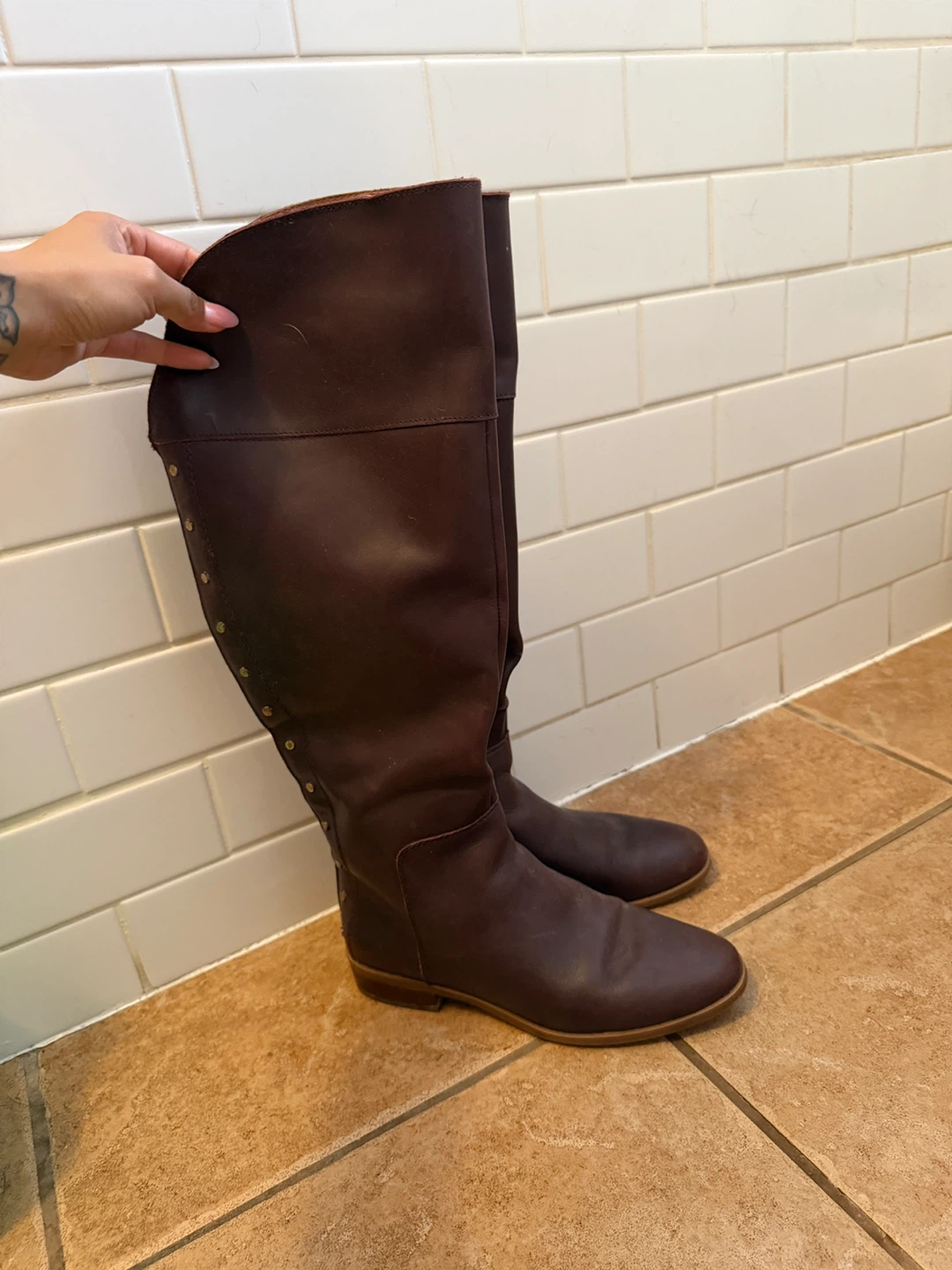 Franco Sarto dark brown leather riding boots - photo 4