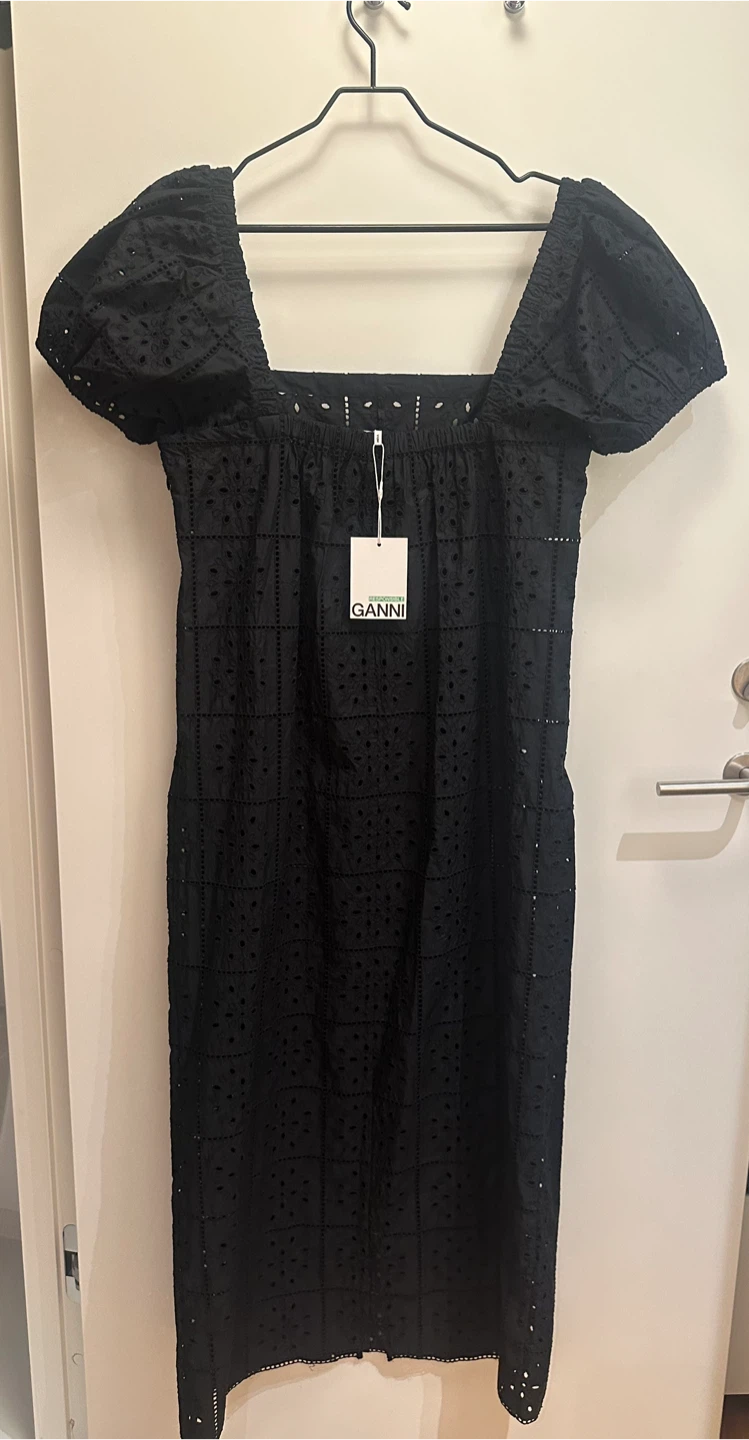 GANNI Black Eyelet Midi Dress - Brand New - photo 5