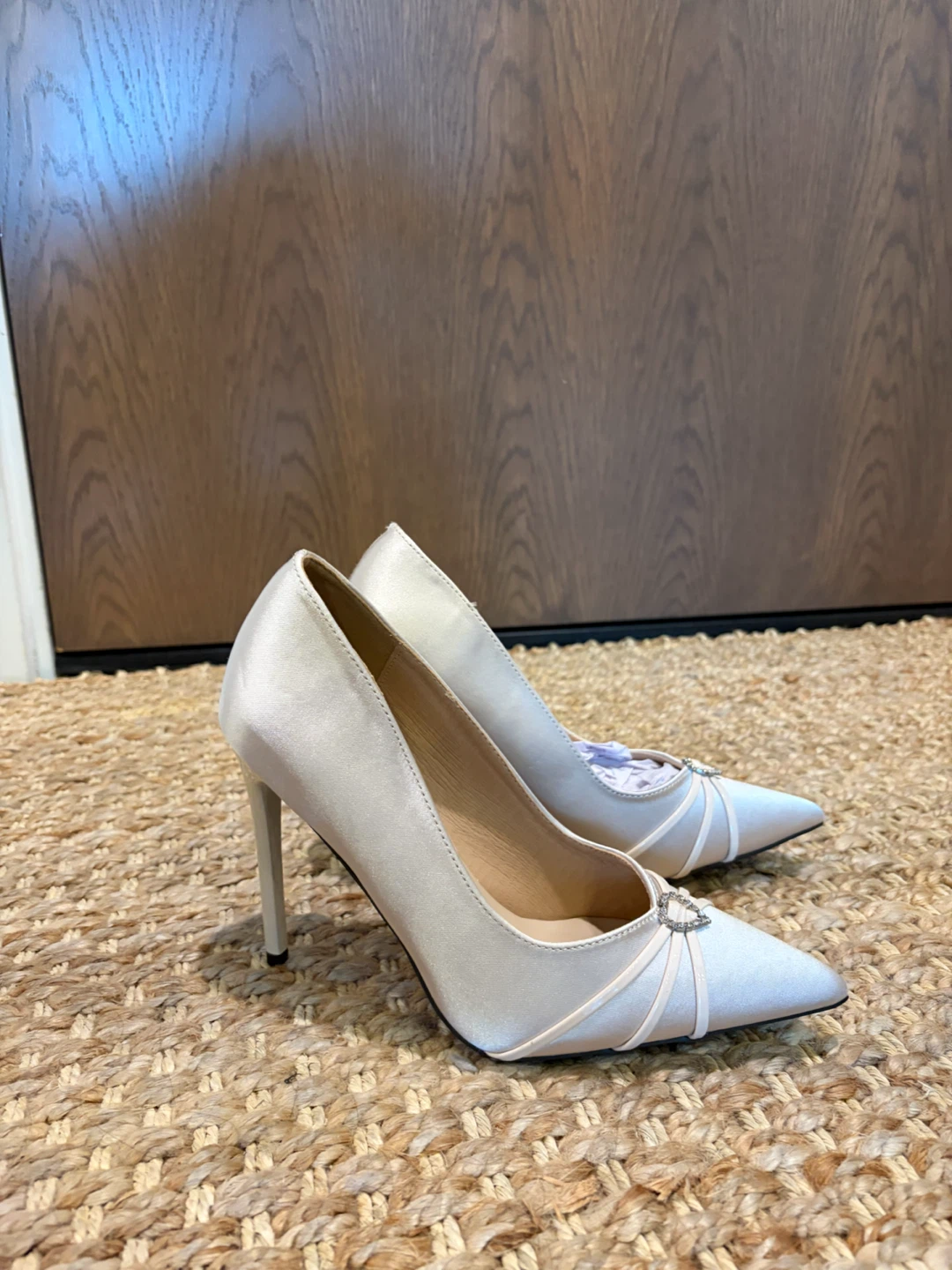 Cream Satin Stiletto Heels