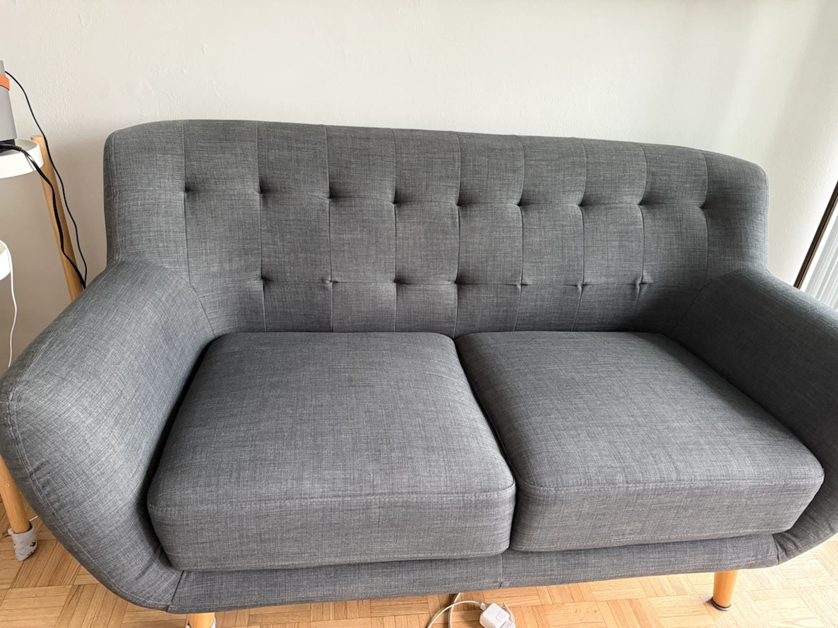 Grey Tufted Loveseat Sofa