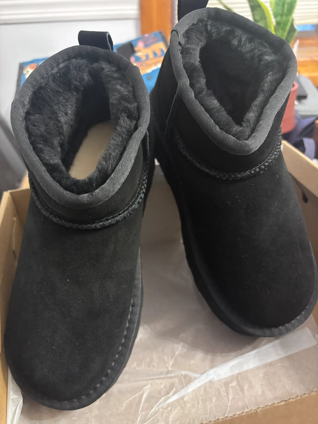 Black Fur-Lined Ankle Boots Size 36