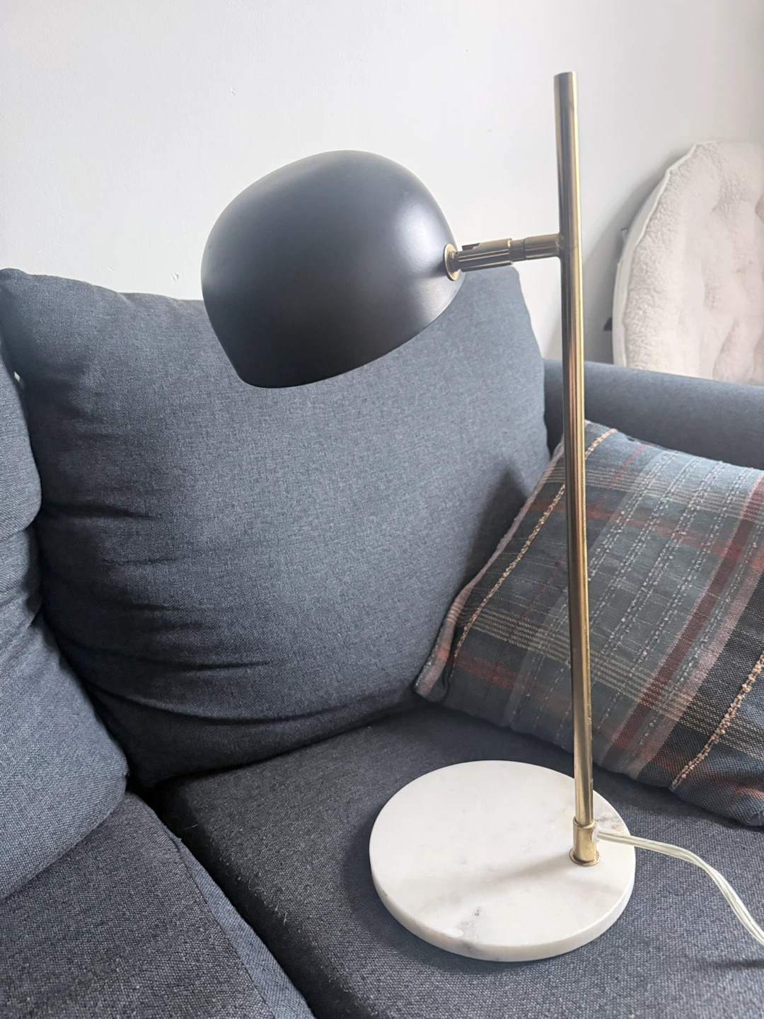 Modern Brass and Black Desk Lamp with Marble Base