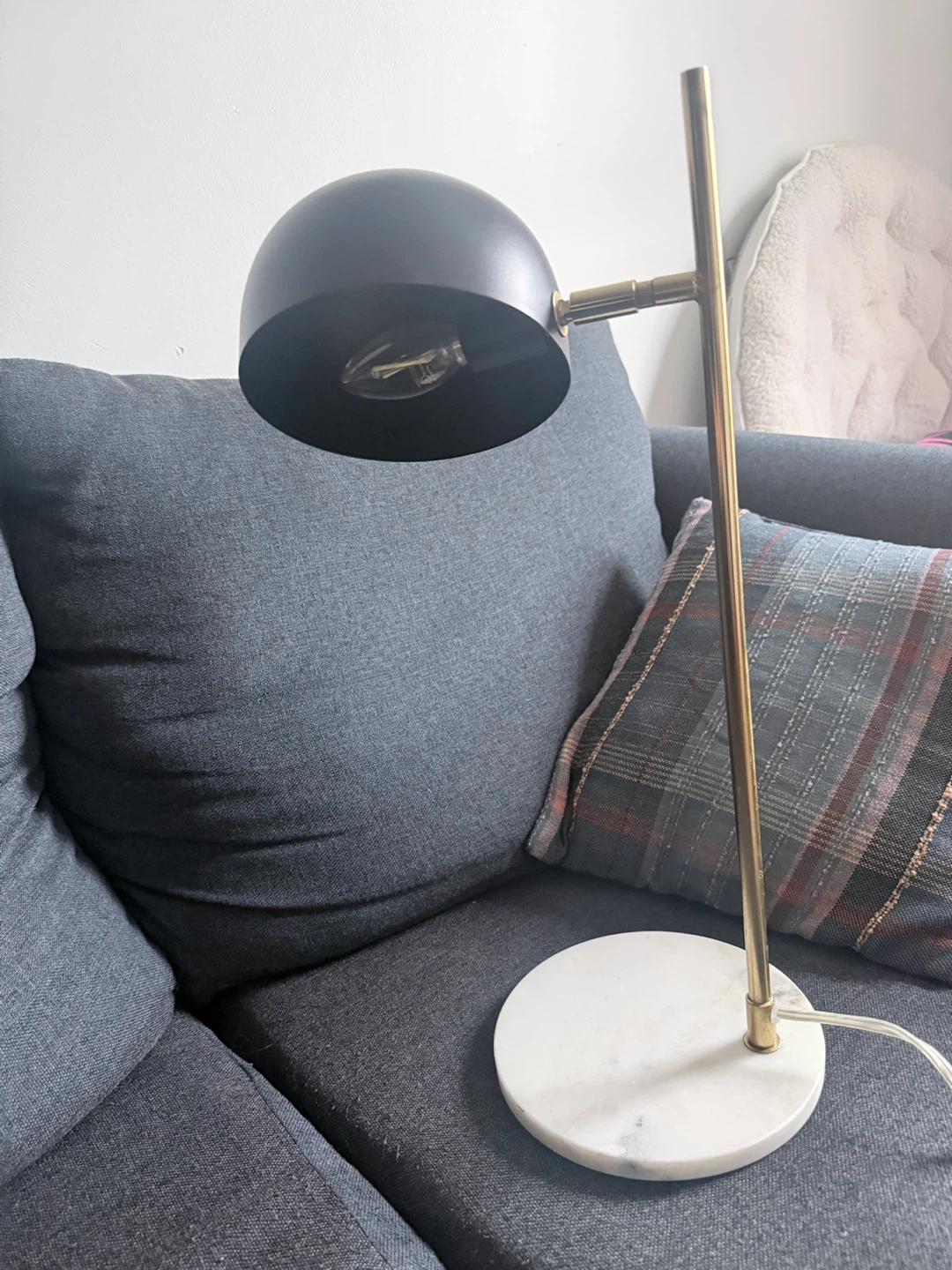 Modern Brass and Black Desk Lamp with Marble Base - photo 2