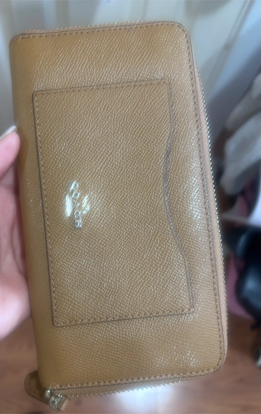 Coach Tan Leather Zip-Around Wallet