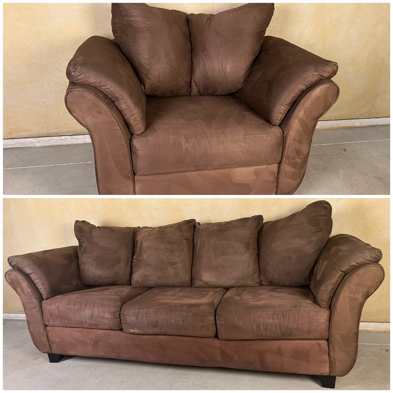 DELIVERY AVAILABLE! MICROFIBER SOFA + CHAIR FOR $150!