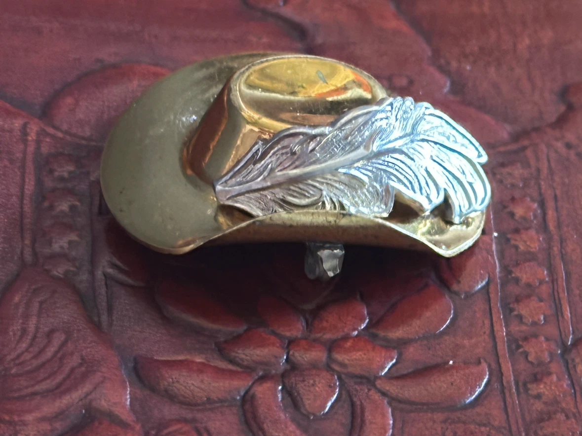 Vintage western feather hat brooch - photo 4