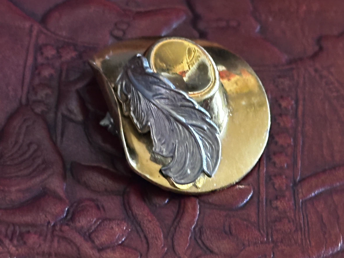 Vintage western feather hat brooch - photo 5
