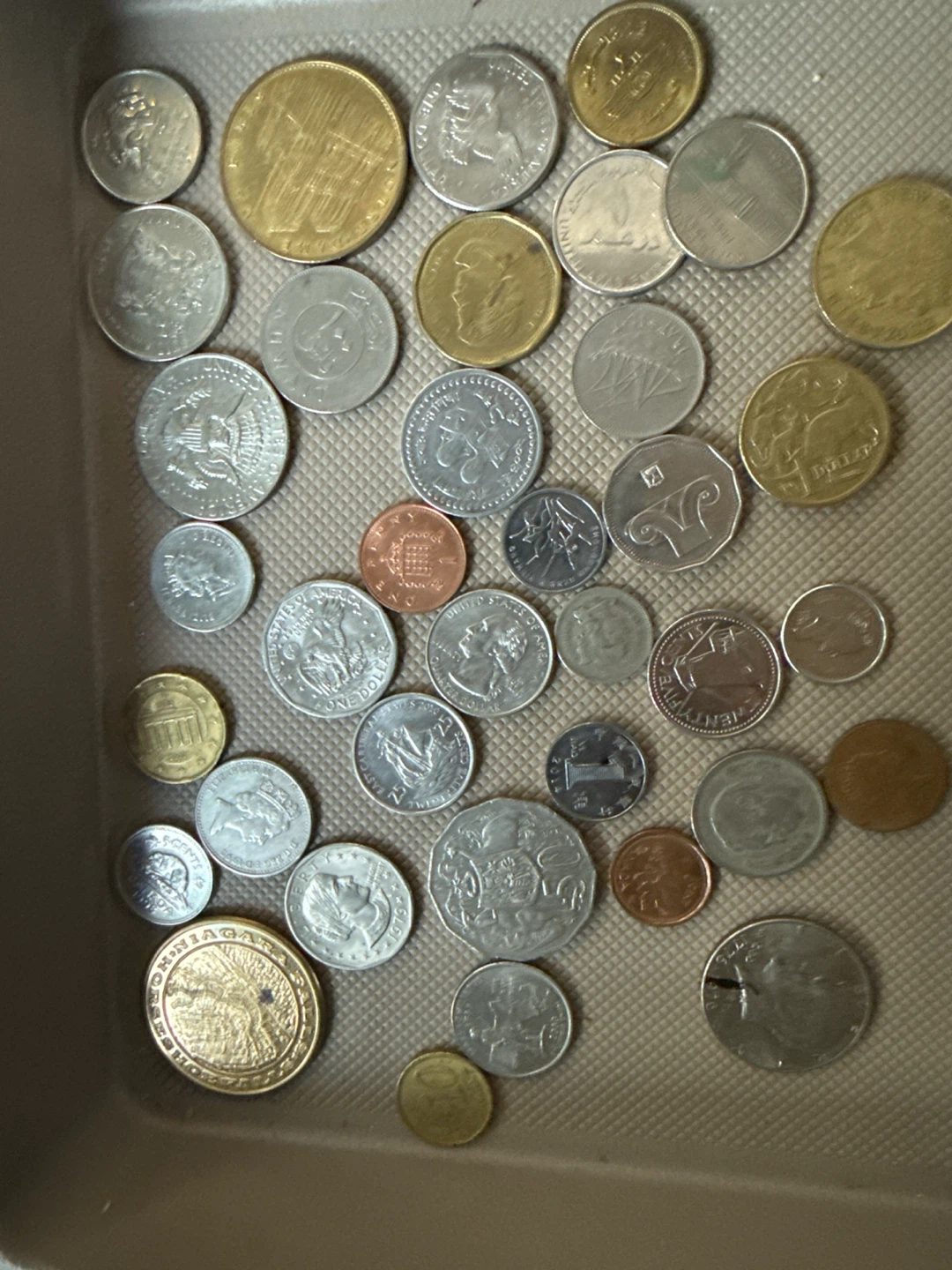 Collection of assorted international coins