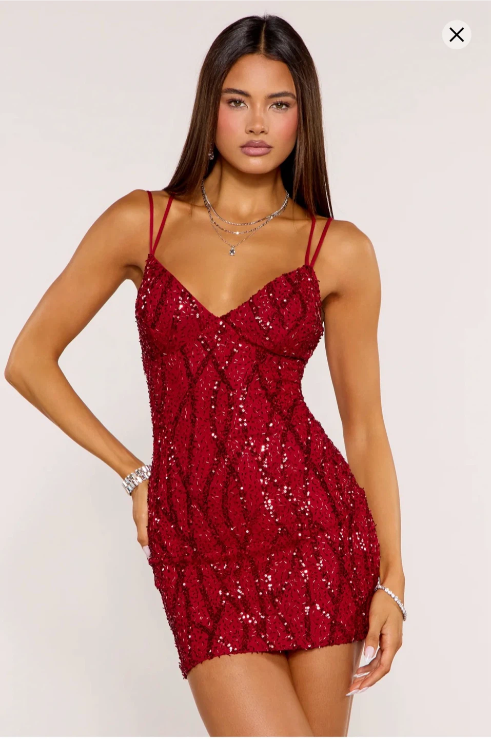 Red Sequin Mini Dress