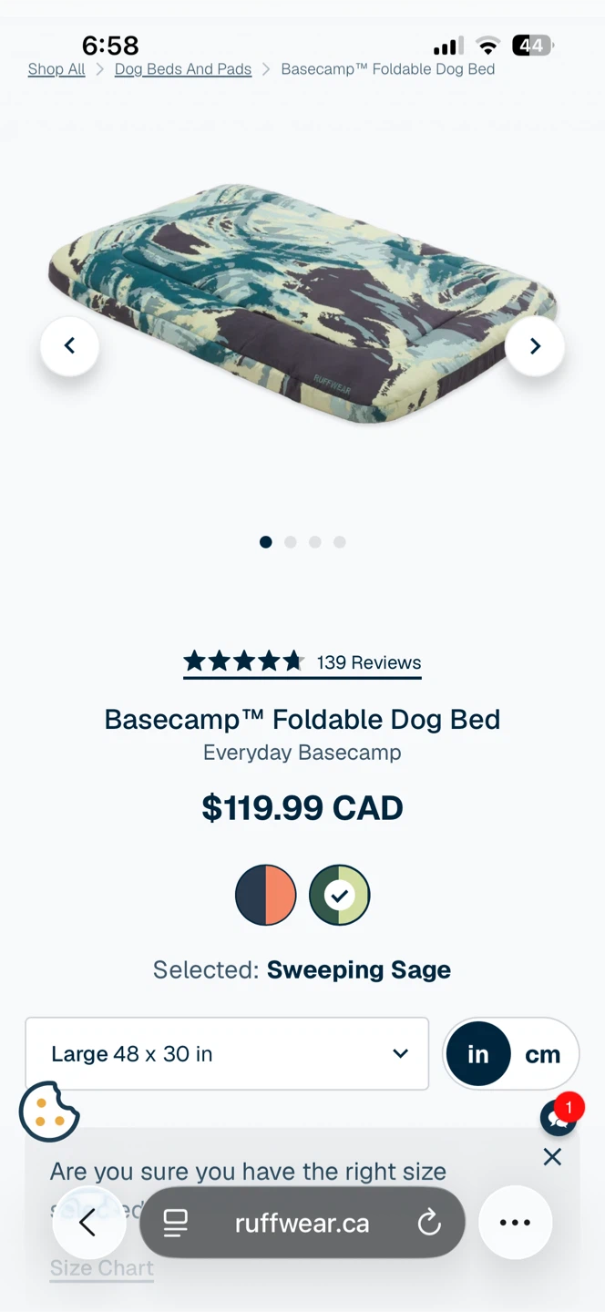 Ruffwear Basecamp Foldable Dog Bed - Large