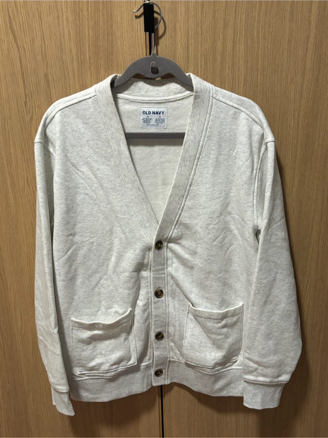 Men’s Old Navy Fleece Cardigan, Oatmeal - Size M
