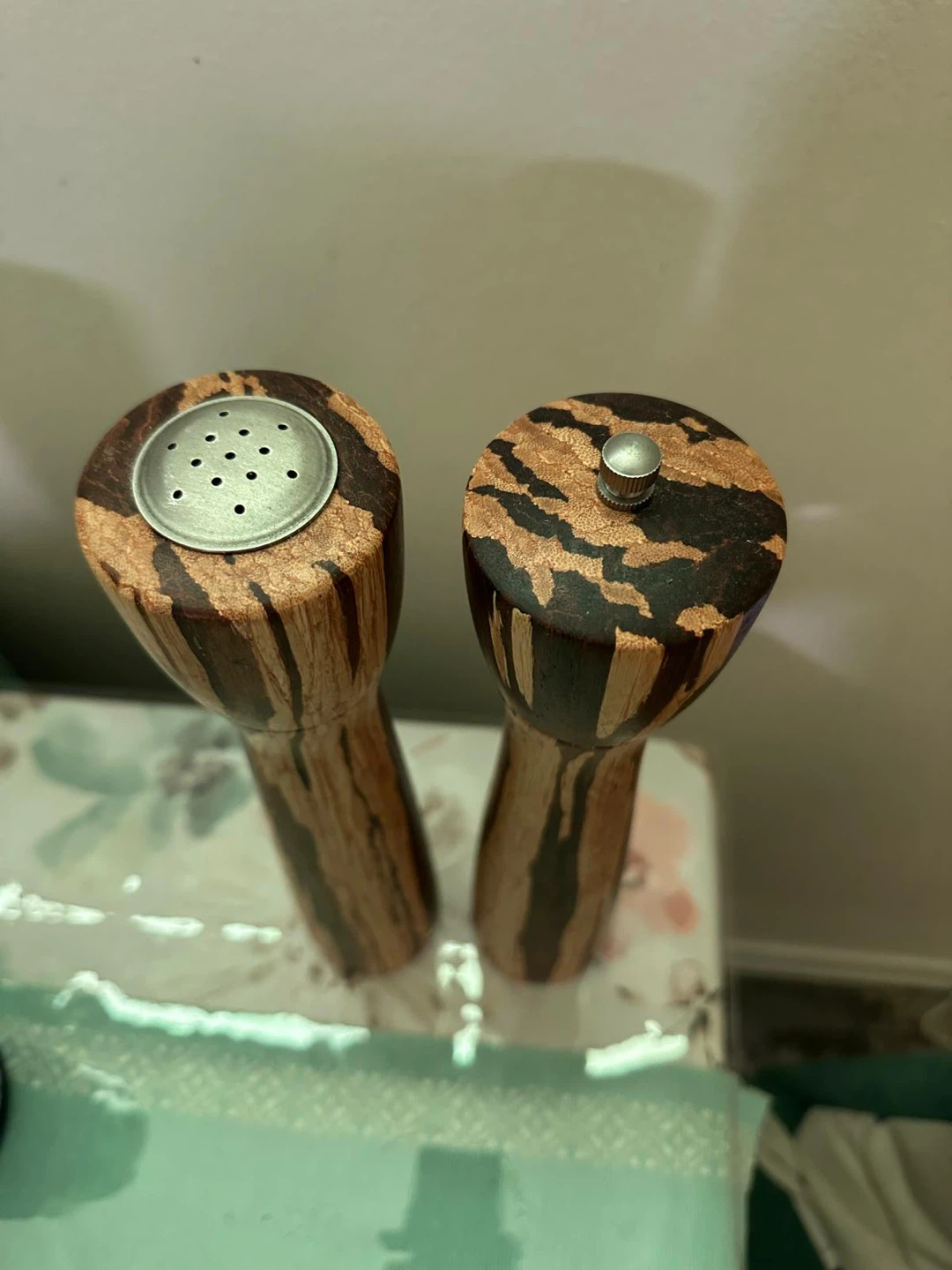 Vintage Bamboo Wood Salt Shaker & Pepper Mill Grinder Set 12”