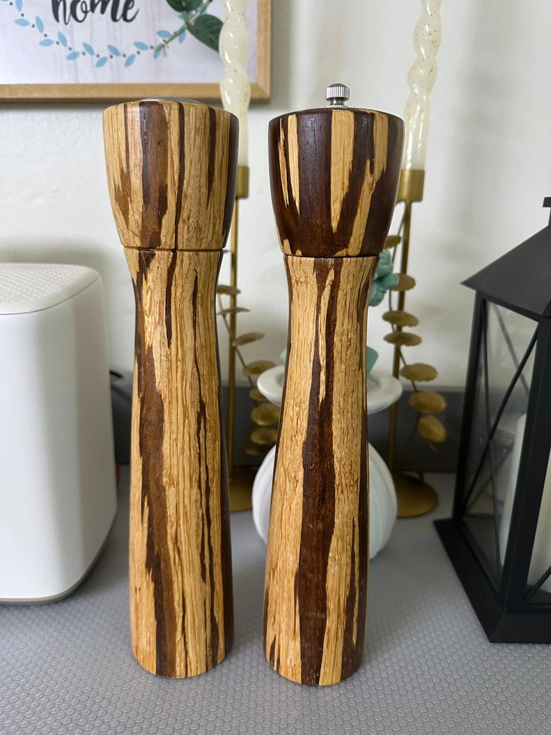 Vintage Bamboo Wood Salt Shaker & Pepper Mill Grinder Set 12” - photo 3