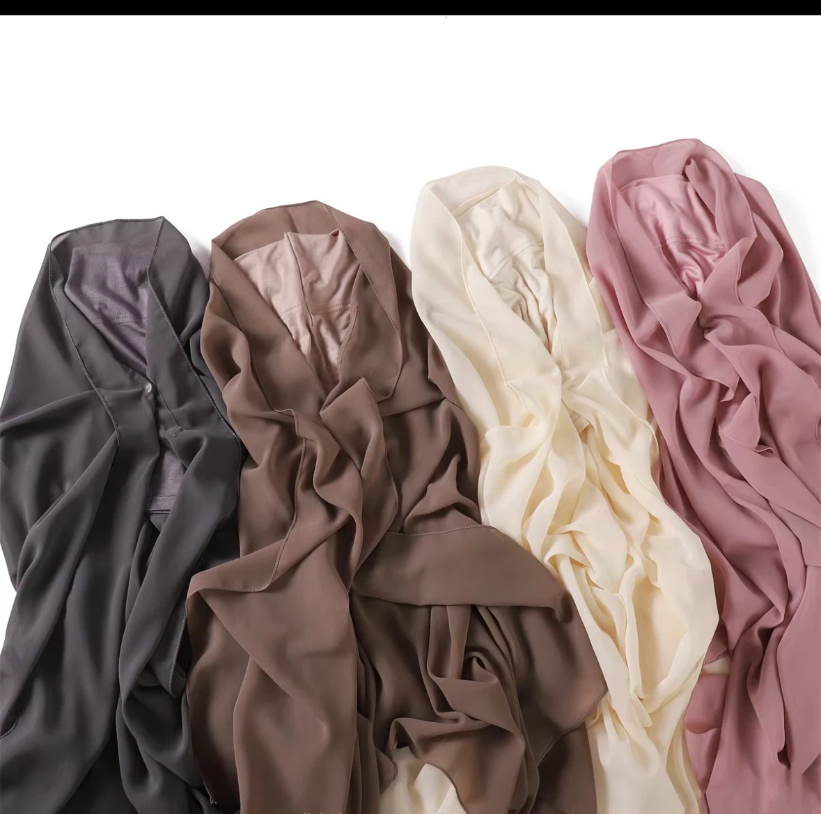 Instant chiffon hijab 3 in 1 with built in magnets  inner caps - photo 4