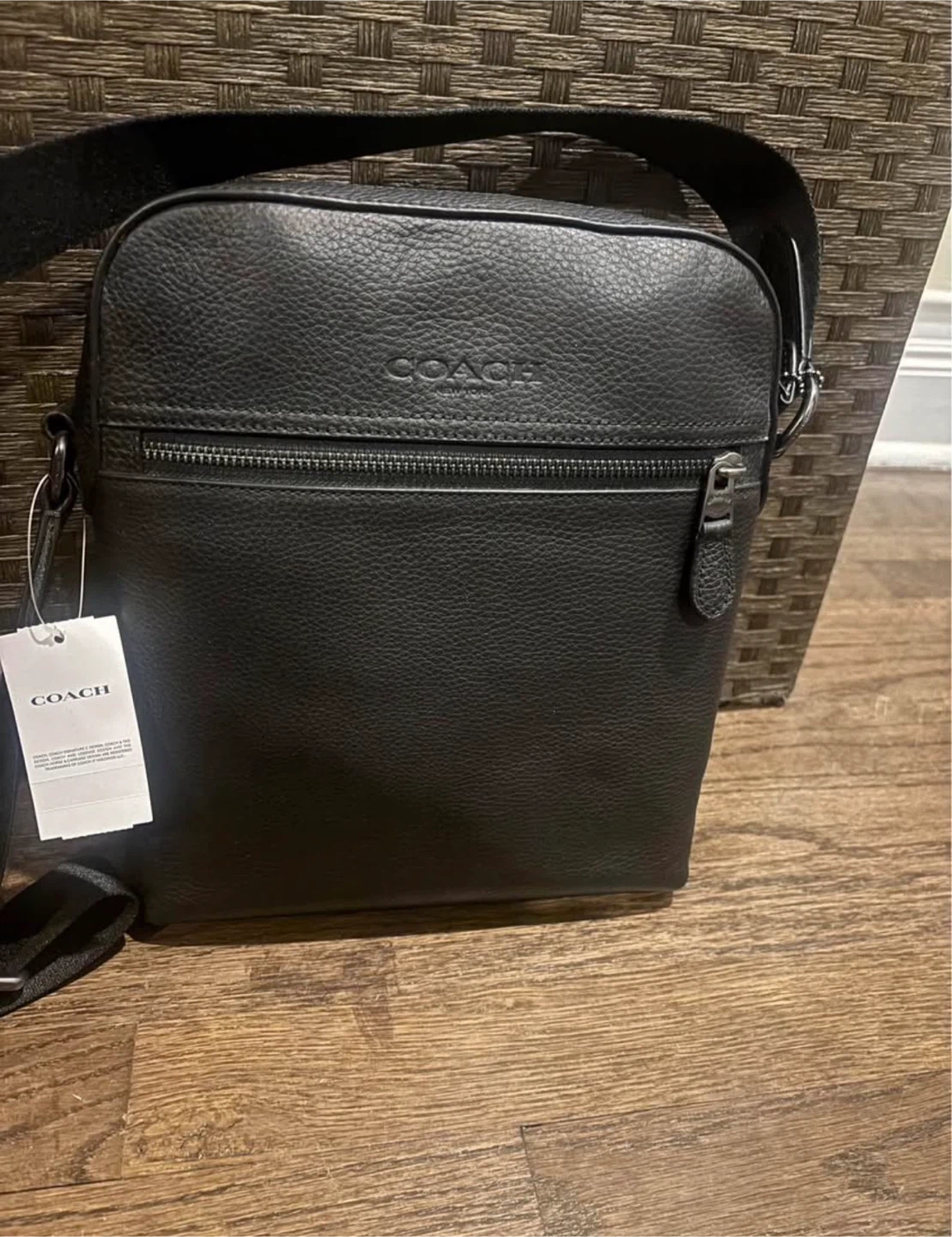 COACH Black Pebble Leather Crossbody Bag