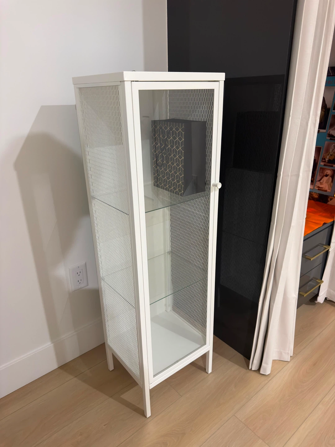 Glass Door metal Cabinet White