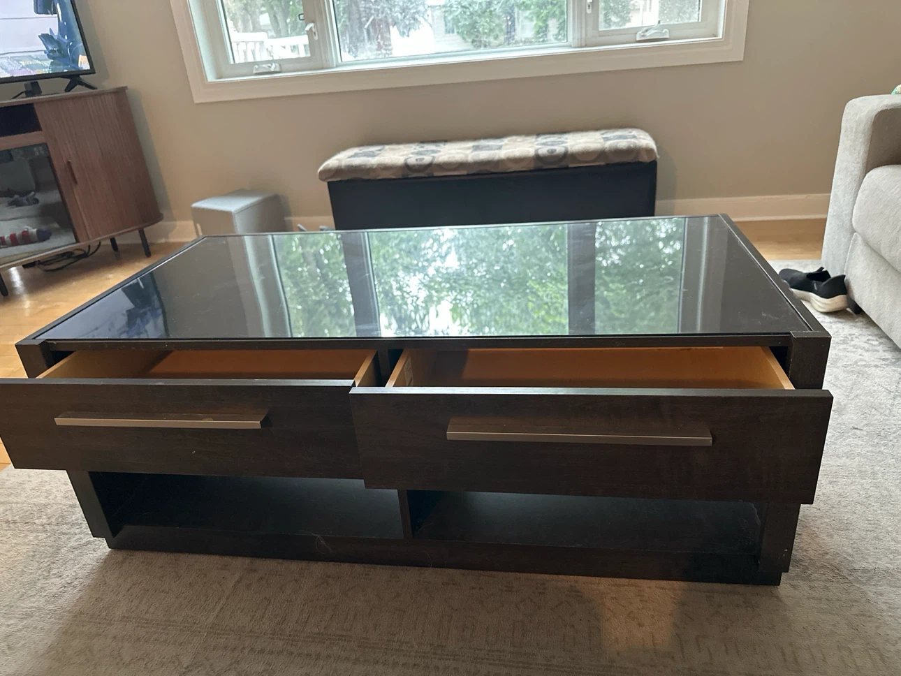 Black Coffee Table with Storage Drawers - photo 2