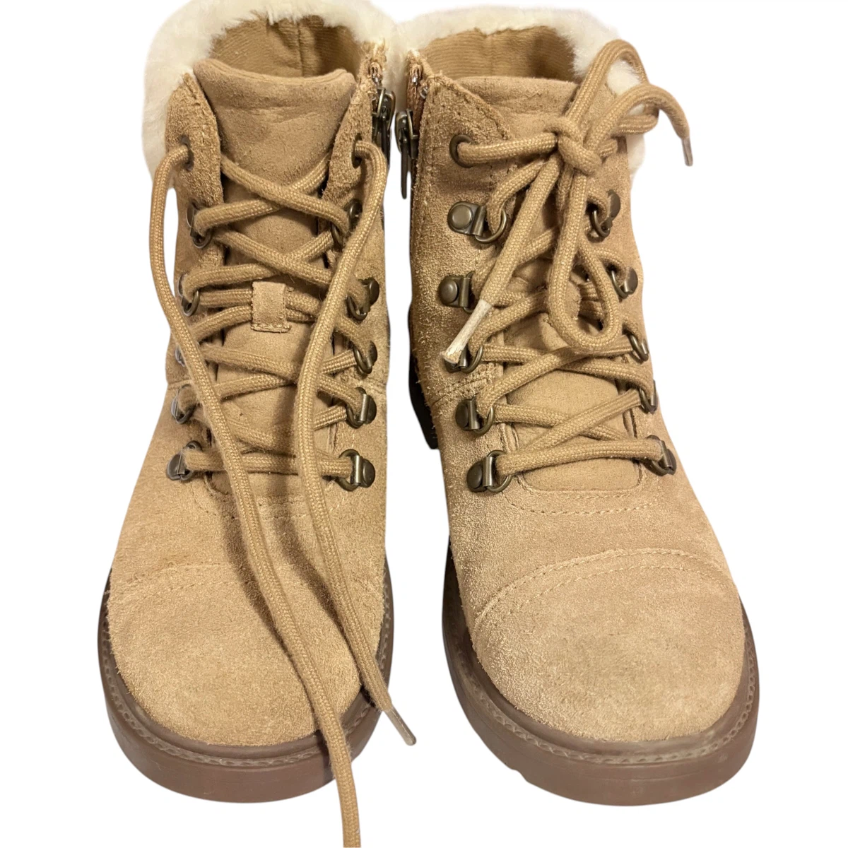 UGG Suede Fur-Trimmed Kids Azel Hiker Weather Boots Sz 2