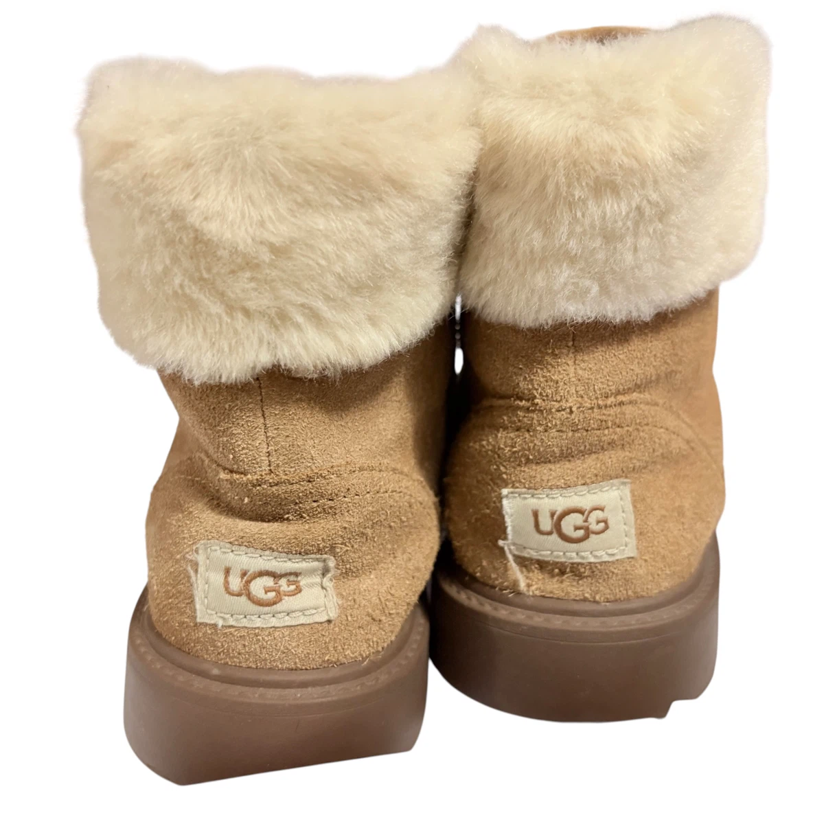 UGG Suede Fur-Trimmed Kids Azel Hiker Weather Boots Sz 2 - photo 4