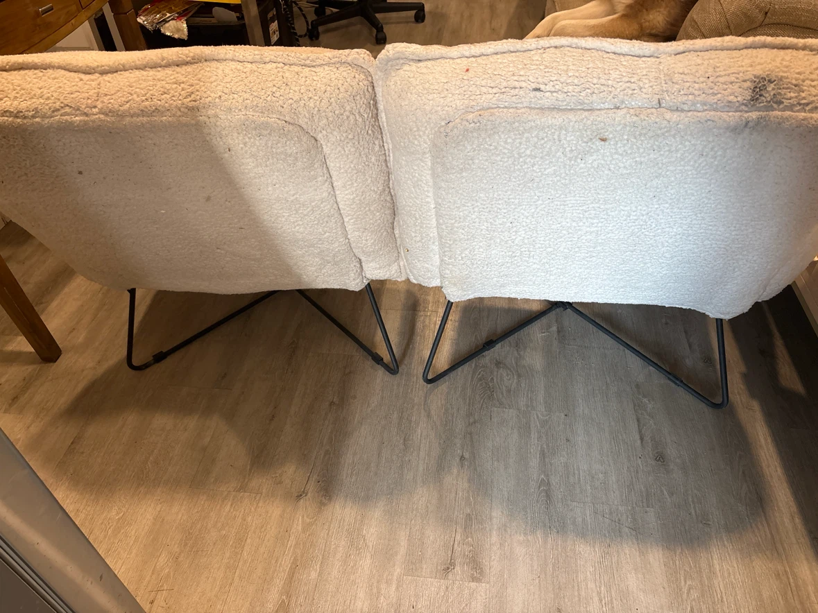 Two Cream Sherpa Accent Chairs used - photo 2