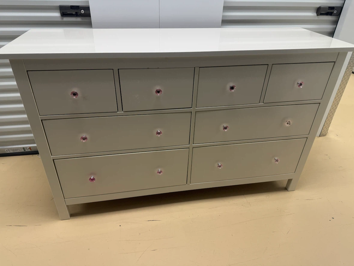 Ikea white Dresser with Crystal Knobs
