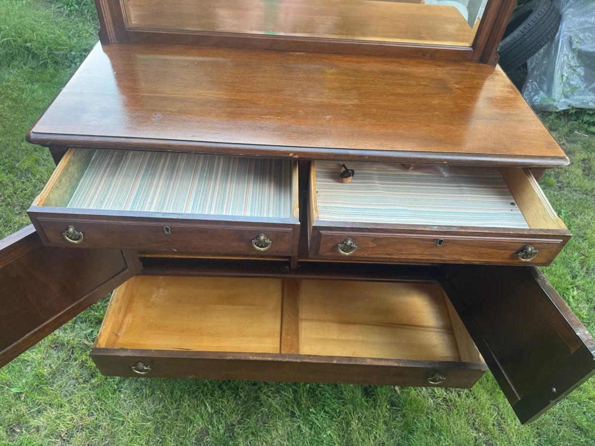 Vintage Wooden Sideboard with Mirror - photo 2