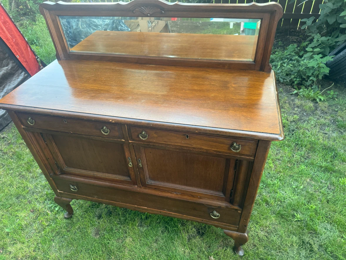 Vintage Wooden Sideboard with Mirror - photo 3