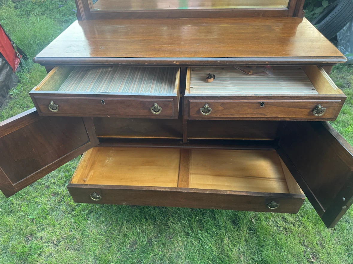 Vintage Wooden Sideboard with Mirror - photo 4
