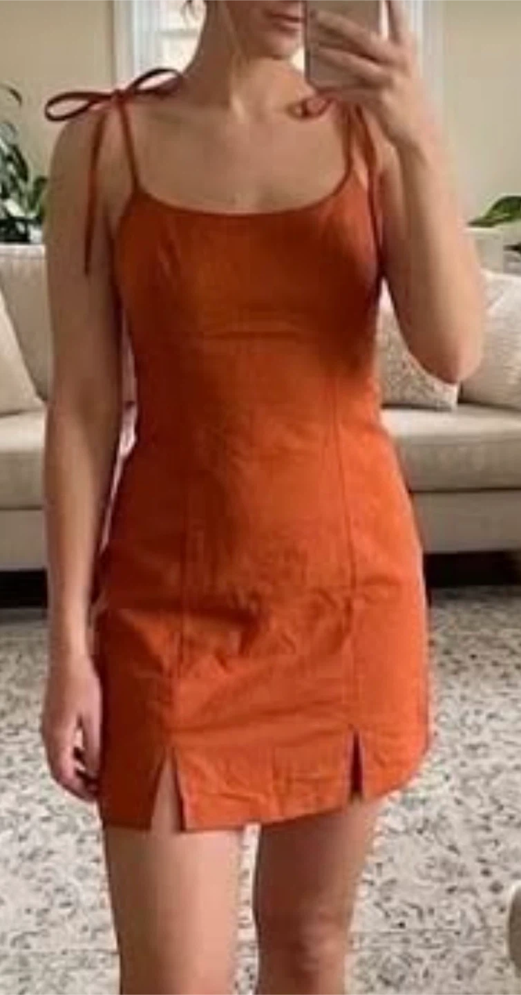 Trixxi Orange Tie-Strap Mini Dress