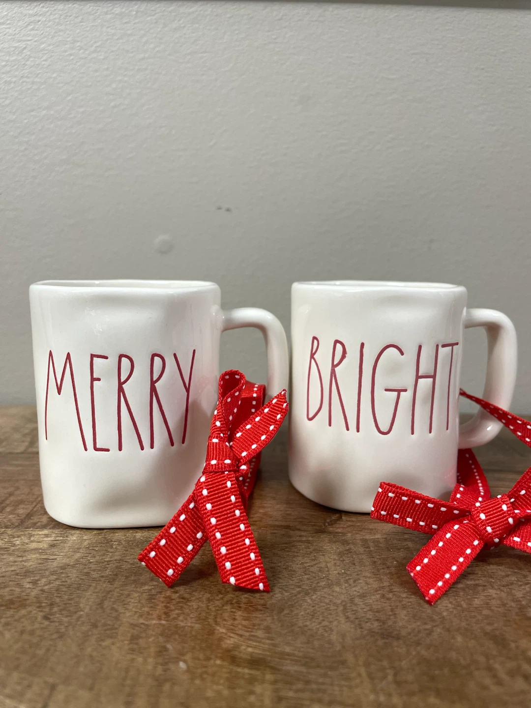 RARE Rae Dunn "Merry & Bright" Mugs (Set of 2)