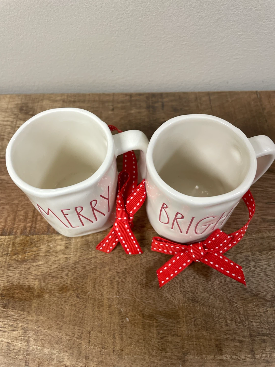 RARE Rae Dunn "Merry & Bright" Mugs (Set of 2) - photo 4
