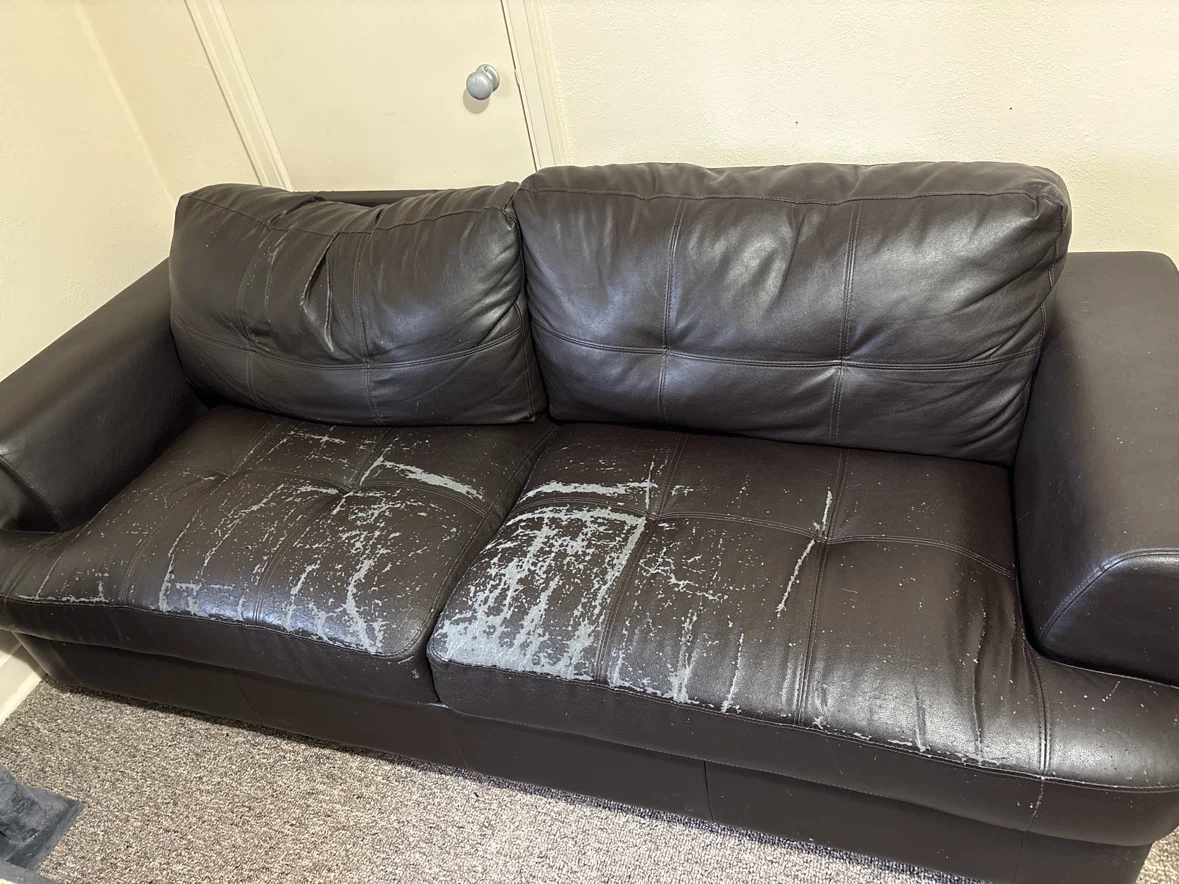 Brown Faux Leather Loveseat Sofa