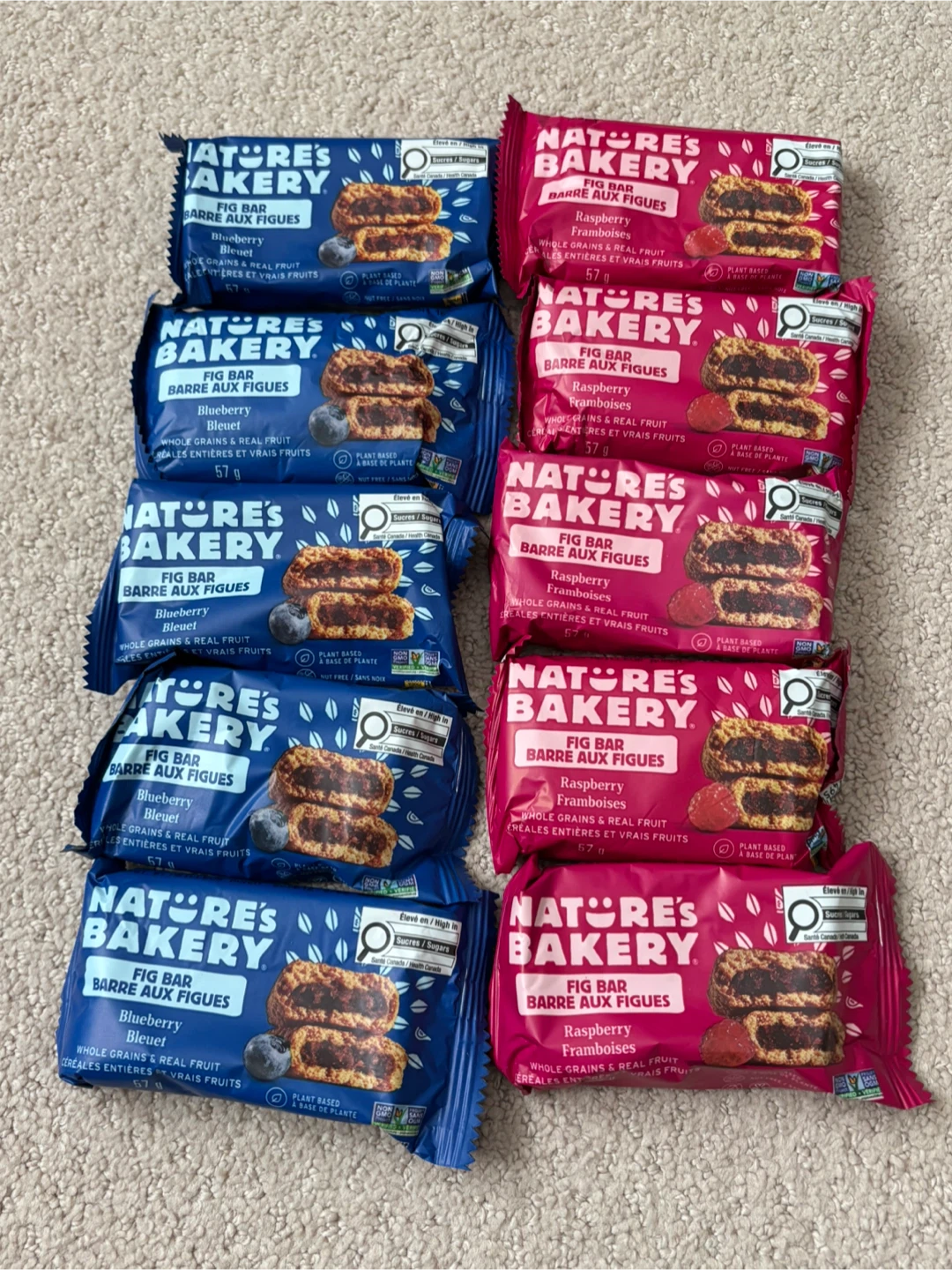 10 Nature's Bakery Fig Bars Blueberry and Raspberry