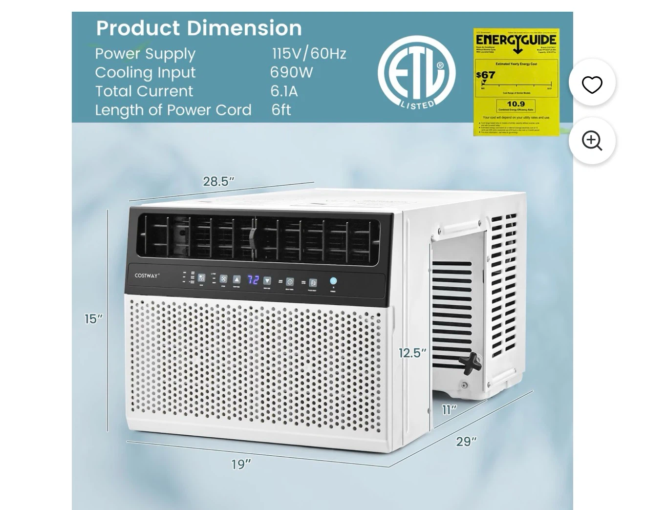 Costway 8100 BTU Window Air Conditioner - photo 3