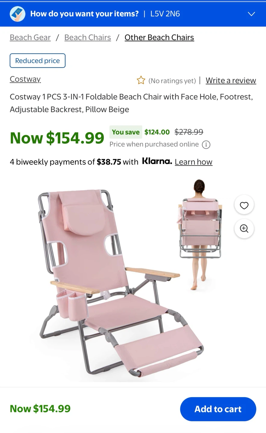 Costway 3-in-1 Foldable Beach Chair