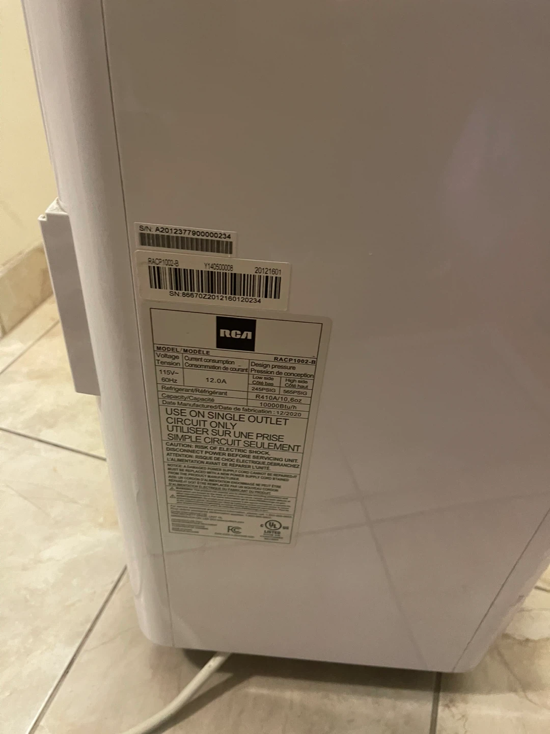RCA Portable Air Conditioner - photo 3