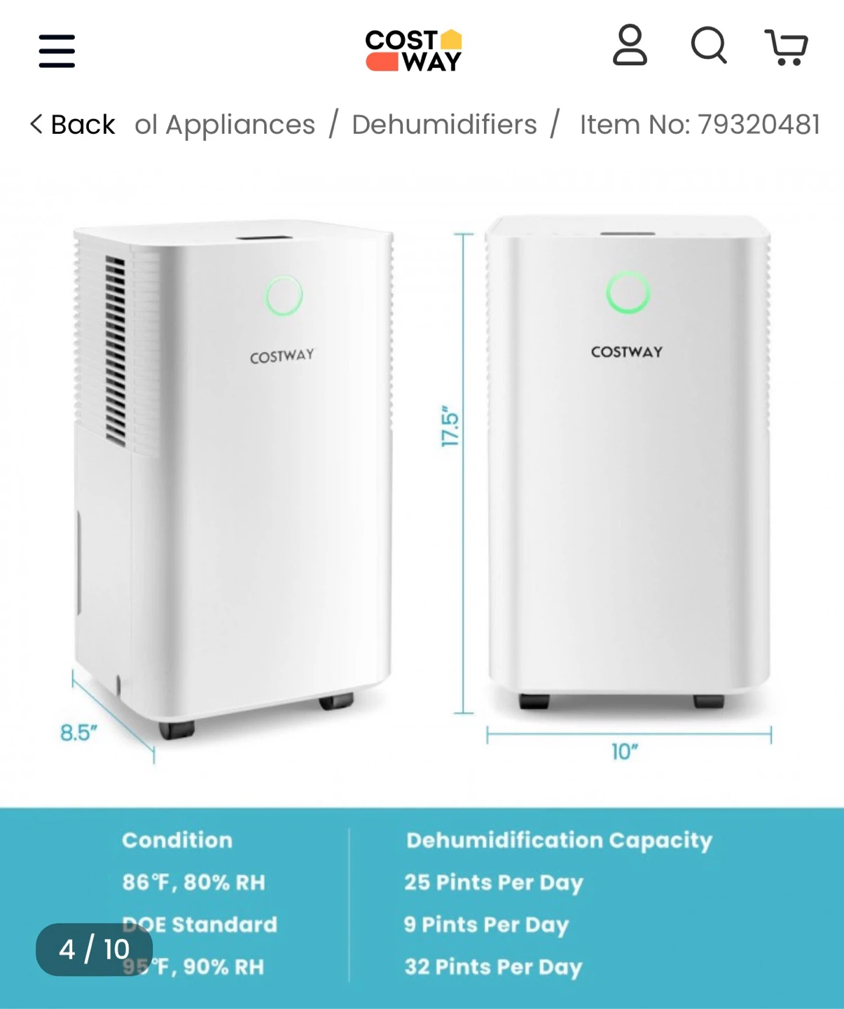 Costway 32 Pints Dehumidifier - photo 5