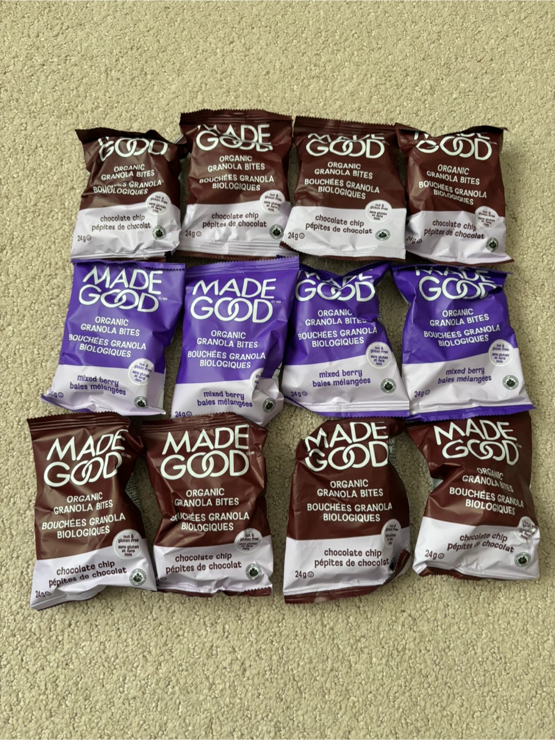 12 Pack MadeGood Organic Granola Bites