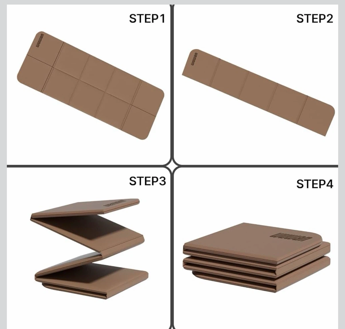 wuwan Foldable TPE Fitness Mat new brown/ apricot