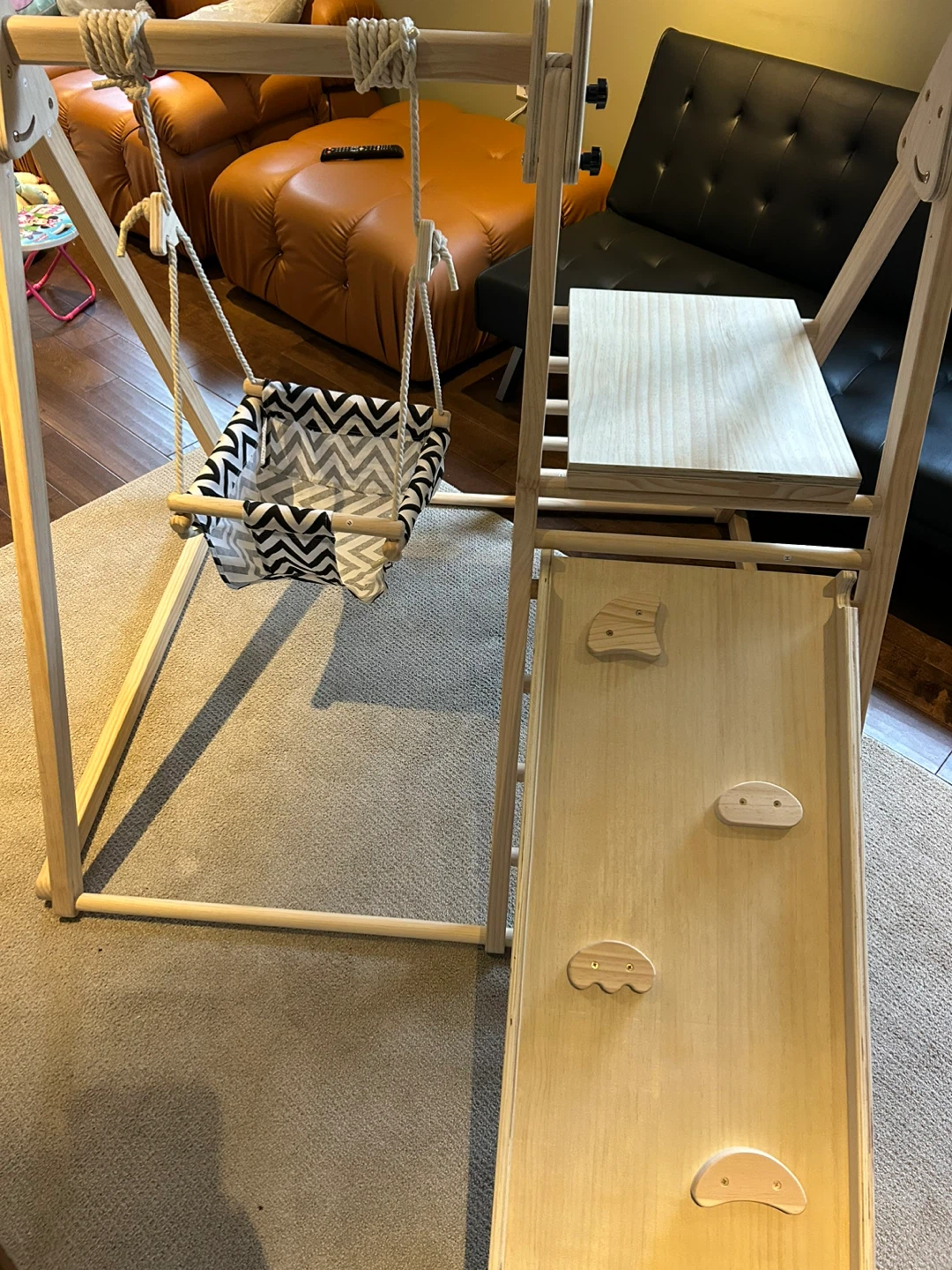 Wooden Pikler Triangle Climber with Swing and Slide - photo 4