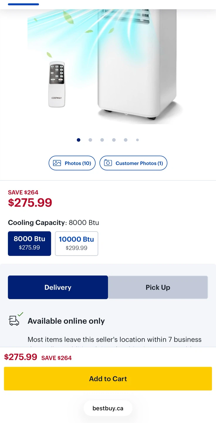 Costway 8000 BTU 3-in-1 Portable Air Conditioner - photo 2